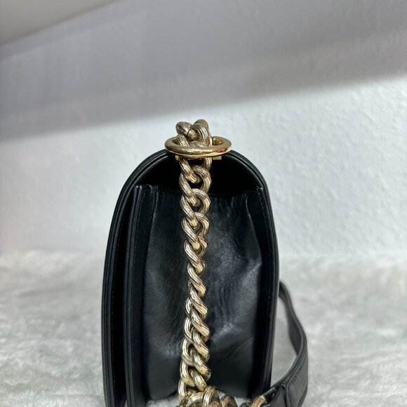 Chanel Black Leather Lambskin Medium Boy Bag Shoulder Bag Crossbody - Picture 2 of 9